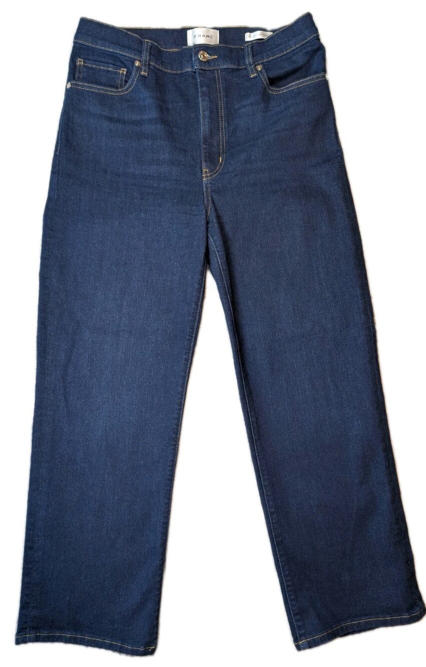 FRAME Le Pixie Sleek Straight Jeans High Rise Crop Dark Wash Womens Size 30 (31)